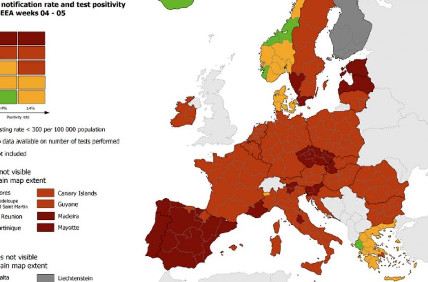  ECDC: Στο πράσινο η Ελλάδα, στο κόκκινο η Αττική – Ο επιδημιολογικός χάρτης