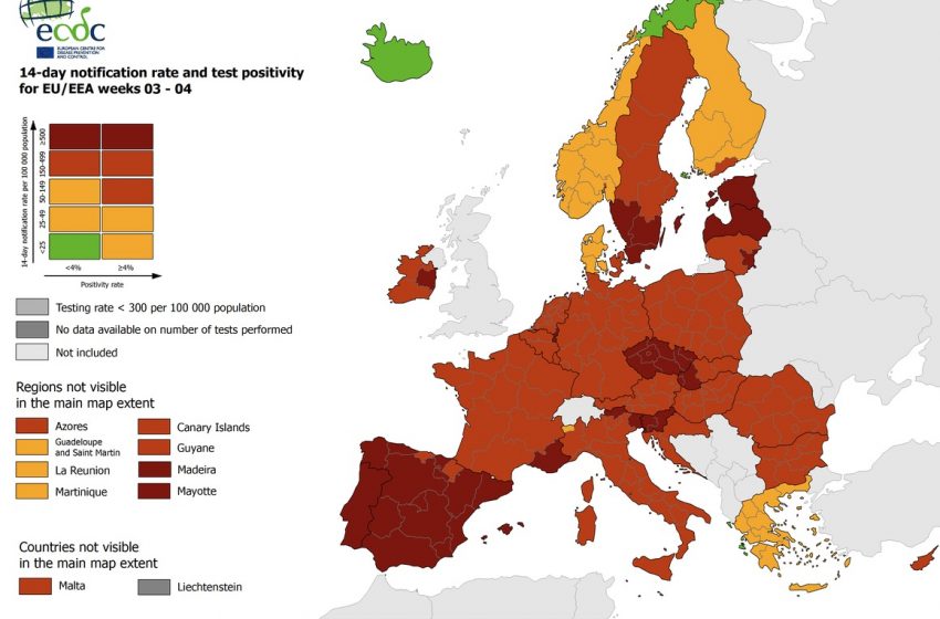  ECDC: Παραμένει στο “πράσινο” η Ελλάδα στον δείκτη θετικότητας