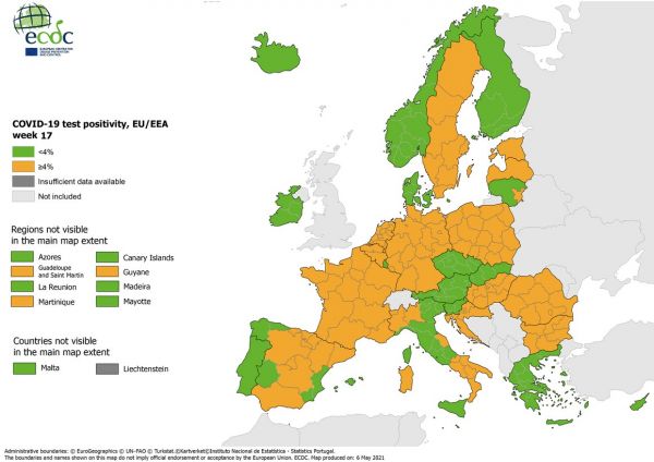  ECDC: Στο πράσινο ο δείκτης θετικότητας στην Ελλάδα