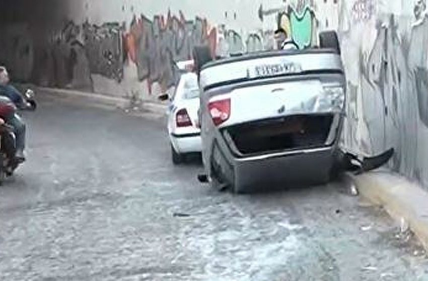  Τροχαίο – σοκ στην Αμφιθέας: Αναποδογύρισε αυτοκίνητο