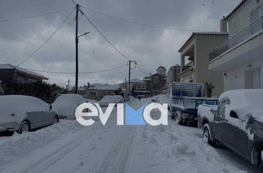  Εύβοια: Χωρίς ρεύμα 6 χωριά λόγω του χιονιά – Μήνυμα του 112