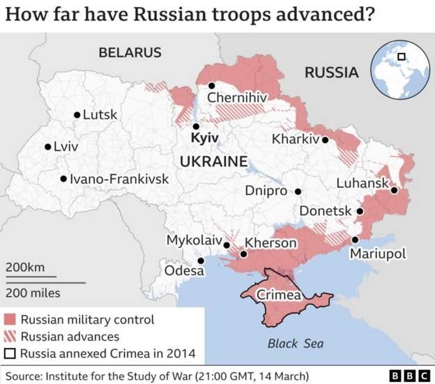  Πόλεμος στην Ουκρανία: Χάρτες με τις κινήσεις των ρωσικών στρατευμάτων δημοσιεύει το BBC