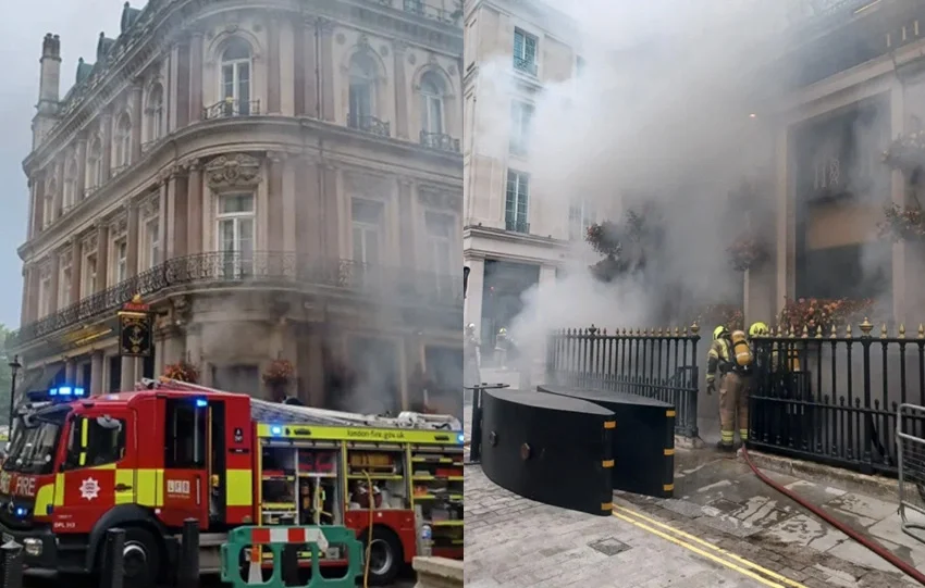  Λονδίνο: Μεγάλη φωτιά στην πλατεία Τραφάλγκαρ – 125 πυροσβέστες  μάχονται με τις φλόγες (vid)
