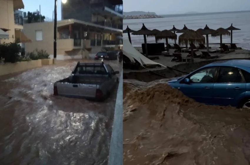  Βούλιαξε η Θάσος από την κακοκαιρία – Το νερό “κατάπιε” αυτοκίνητα – Ζημιές στη Θεσσαλονίκη