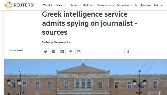  Θέμα στο Reuters οι υποκλοπές – “Η ΕΥΠ παραδέχεται ότι παρακολουθούσε δημοσιογράφο”