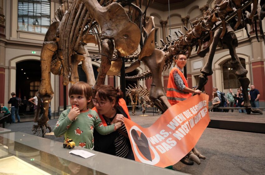 Γερμανία: Νέα διαμαρτυρία ακτιβιστών για το κλίμα, αυτή τη φορά σε έκθεση δεινοσαύρων