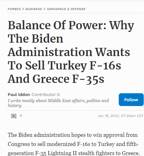Ανάλυση Forbes: Γιατί ο Μπάιντεν θέλει να πουλήσει F16 στην Άγκυρα και F35 στην Αθήνα - Ο τουρκικός εκβιασμός στο ΝΑΤΟ και ο ρόλος Μενέντεζ 2 Καταγραφή 1