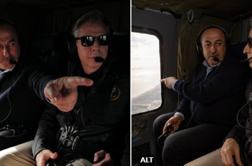  Μπλίνκεν – Τσαβούσογλου: Πέταξαν με ελικόπτερο πάνω από τις πληγείσες περιοχές