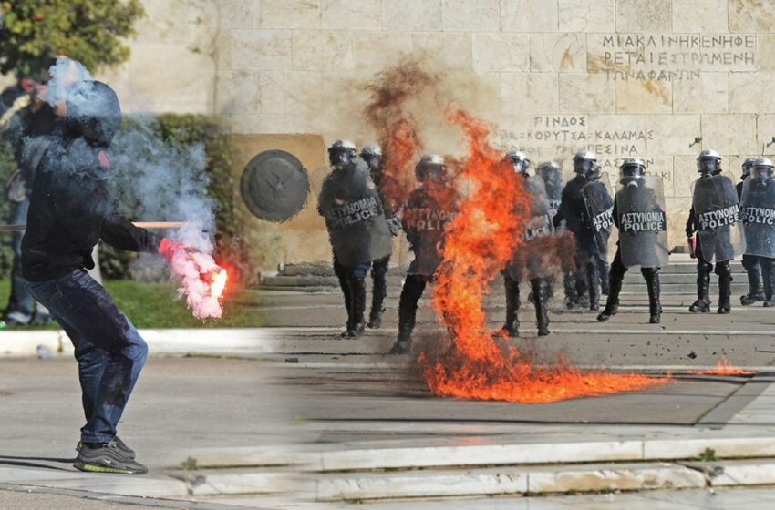  Εκτεταμένα επεισόδια στο κέντρο της Αθήνας: “Πόλεμος” δακρυγόνων – μολότοφ – Έσπασαν μαγαζιά και μνημείο της Marfin (vid)