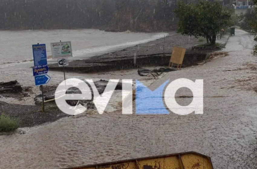  Έντονη καταιγίδα στην Εύβοια – Πλημμύρισαν σπίτια, ποτάμια οι δρόμοι – Χαλάζι στη Σκύρο (εικόνες, vid)