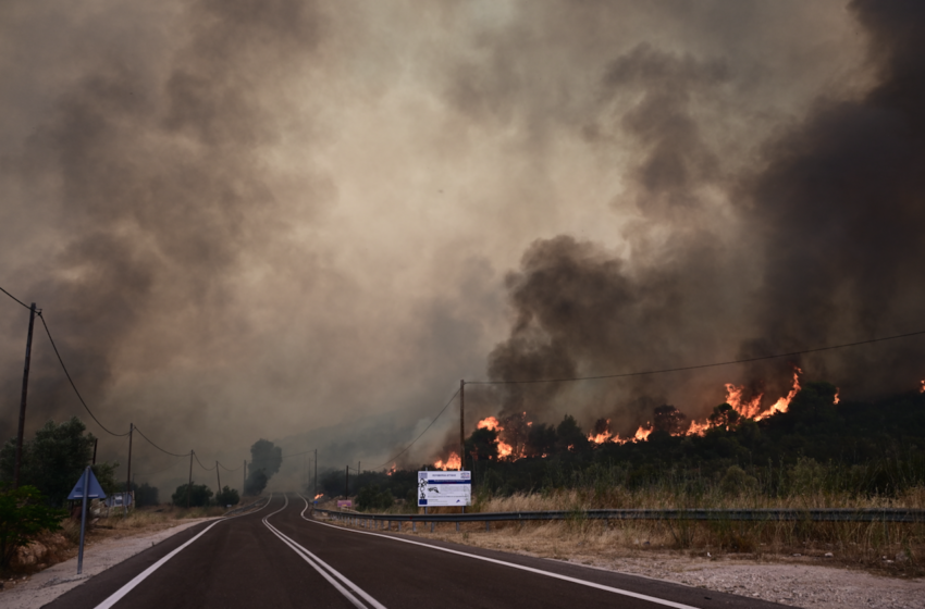  Πέρασε στην άλλη μεριά του δρόμου η πυρκαγιά στη Μάνδρα – Πλησιάζει τον οικισμό της Νέας Ζωής
