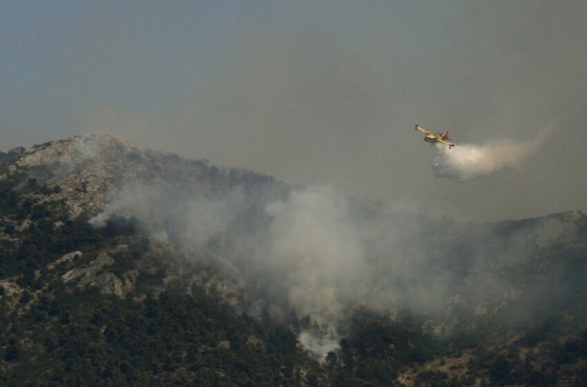  Μεγάλη μάχη με τις φλόγες στο Αλιβέρι – Βελτιωμένη η εικόνα – Η φωτιά, κινήθηκε προς το Καλέντζι – Άνεμοι 2 μποφόρ στην περιοχή, επιχειρούν εναέρια μέσα