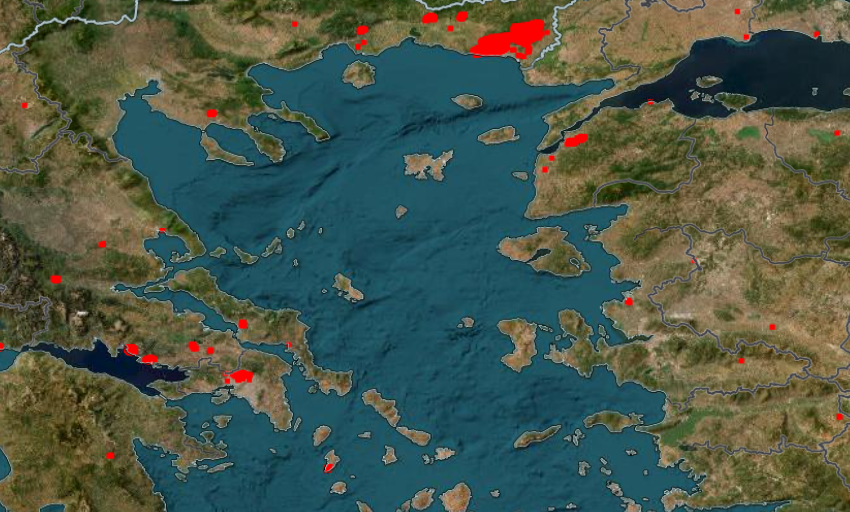  Ο χάρτης της NASA με τα ενεργά μέτωπα που καίνε την Ελλάδα