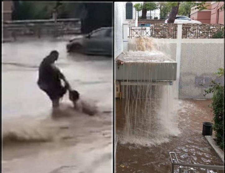  Αδιανόητες εικόνες στην Αθήνα: Άνθρωποι παρασύρθηκαν από χείμαρρο, πλημμύρισαν σταθμοί του μετρό – 112 για όλη την Αττική (vid)