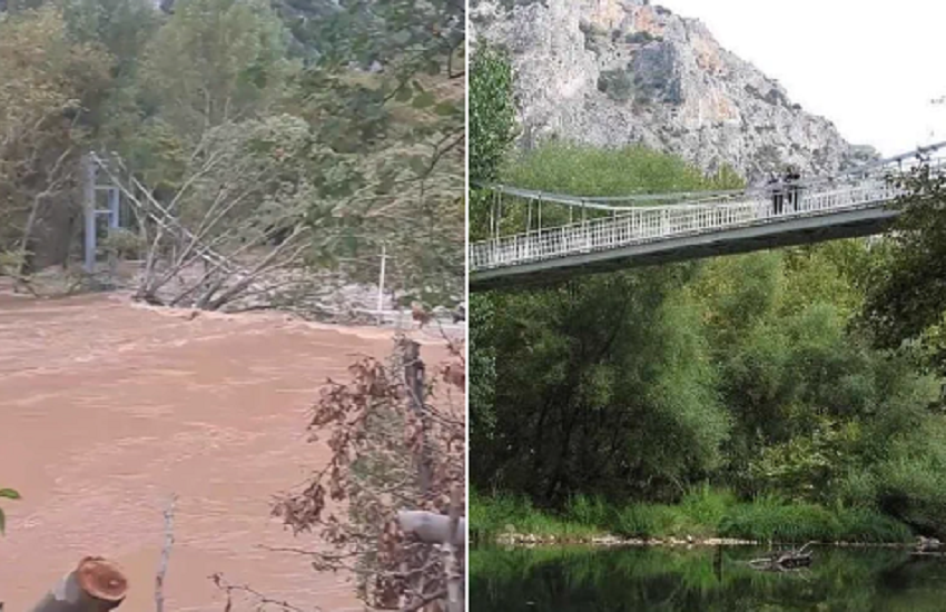  Η κρεμαστή γέφυρα των Τεμπών μέσα στο νερό – Η συγκλονιστική εικόνα