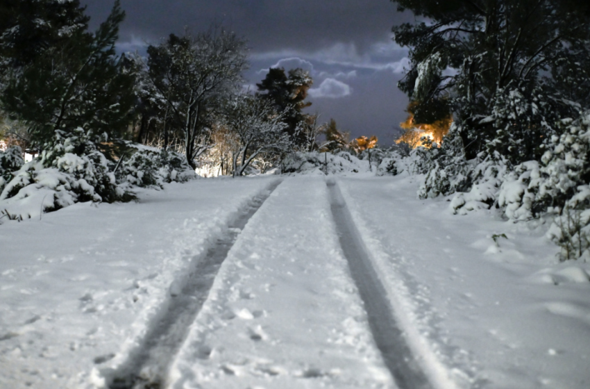  Χιονίζει πάλι στην Πάρνηθα – Διακόπηκε η κυκλοφορία από το τελεφερίκ