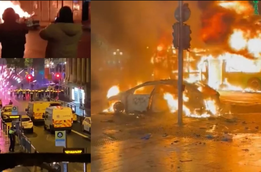  Ανεξέλεγκτη βία στο Δουβλίνο: Άγριες συγκρούσεις διαδηλωτών με την αστυνομία -Καίνε ΙΧ και λεωφορεία (vid)
