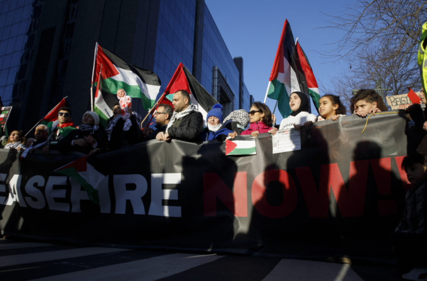  Βρυξέλλες: 27.000 άνθρωποι διαδήλωσαν ζητώντας κατάπαυση του πυρός στη Γάζα