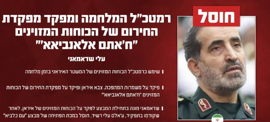 Εκρήξεις σε Τελ Αβίβ και Ιερουσαλήμ- IDF: Εξοντώσαμε τον αρχηγό του γενικού επιτελείου των ιρανικών ενόπλων δυνάμεων, Αλί Σαντμάνι 2 2 15