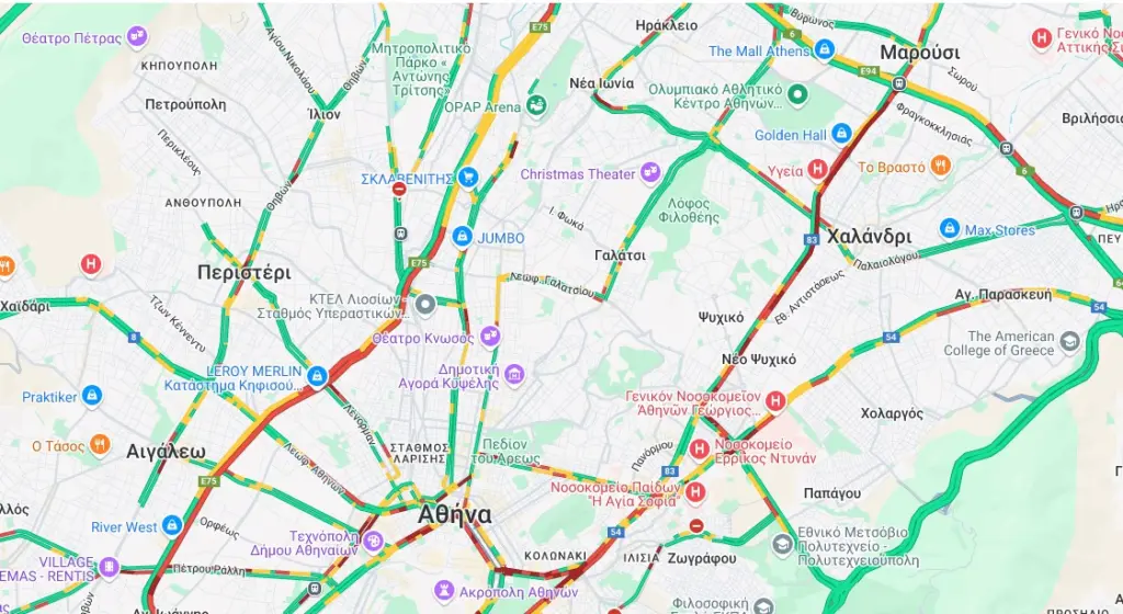 Τροχαίο στην Κηφισίας - Προβλήματα στην κυκλοφορία στο ρεύμα ανόδου 2 kinisi