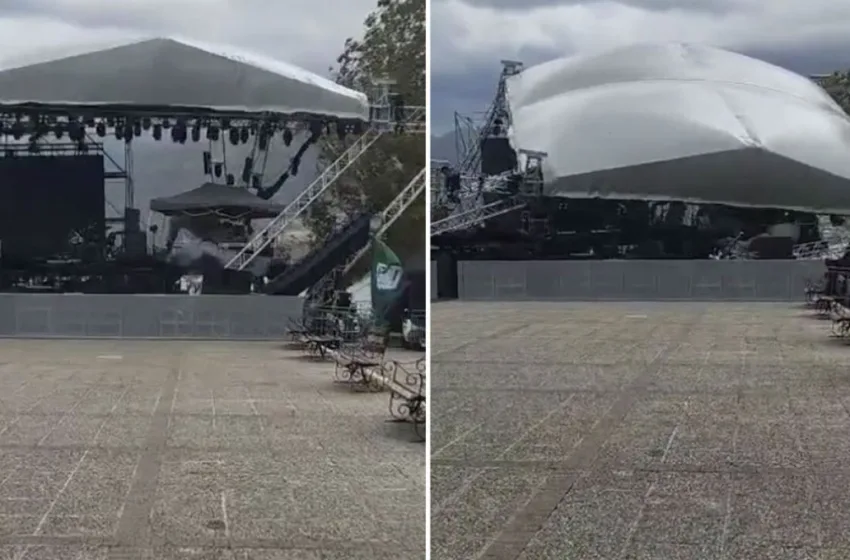  Ιωάννινα: Η στιγμή που καταρρέει η σκηνή της συναυλίας των Βίσση, Ρέμου και Μάστορα (vid)