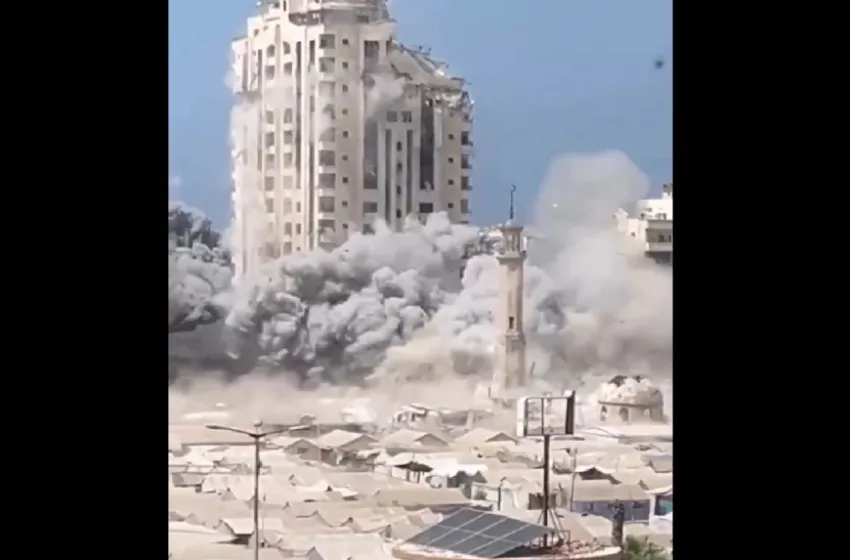  Γάζα: Κατέρρευσε σαν χάρτινος πύργος σε ισραηλινή επιδρομή 12οροφο κτήριο