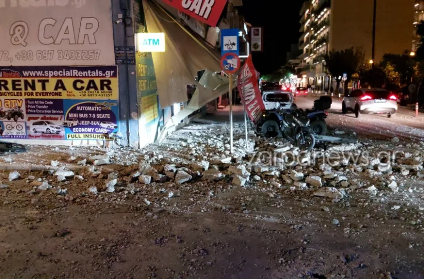  Χανιά: Έπεσαν μπαλκόνια πάνω σε ΙΧ