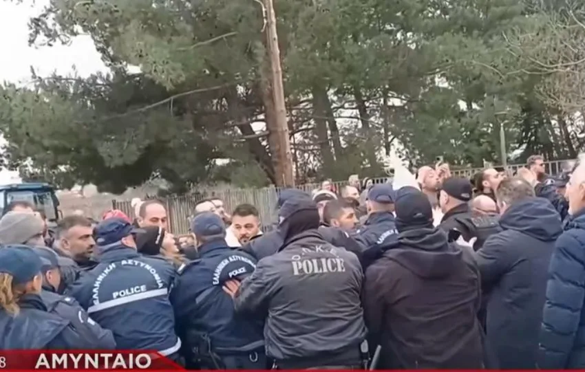  Ένταση στο Αμύνταιο κατά την επίσκεψη Γεωργιάδη- Αντιπαράθεση με αγρότες (vid)