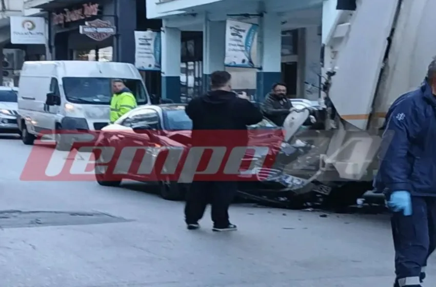  Πάτρα: IX έπεσε πάνω σε απορριμματοφόρο – Στο νοσοκομείο υπάλληλος καθαριότητας