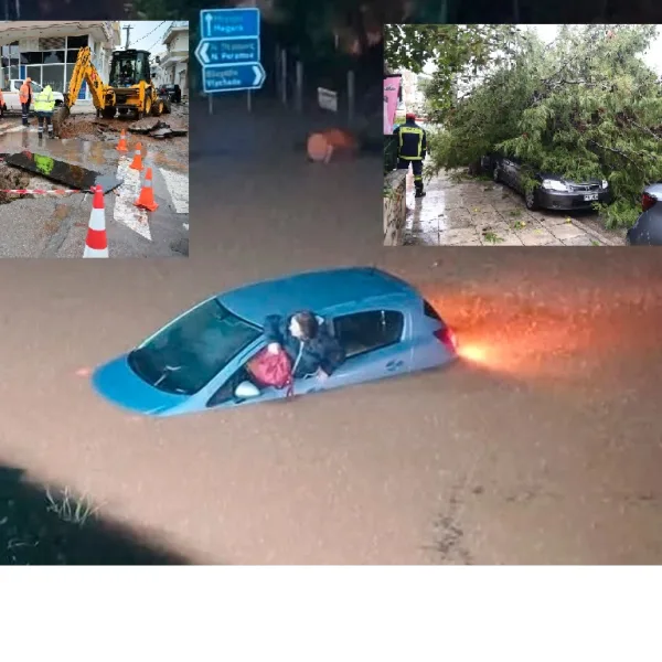 Εικόνες “χάους” από την κακοκαιρία Byron: Πλημμύρες στη Δυτική Αττική, κίνδυνος υπερχείλισης ποταμού στην Ελευσίνα