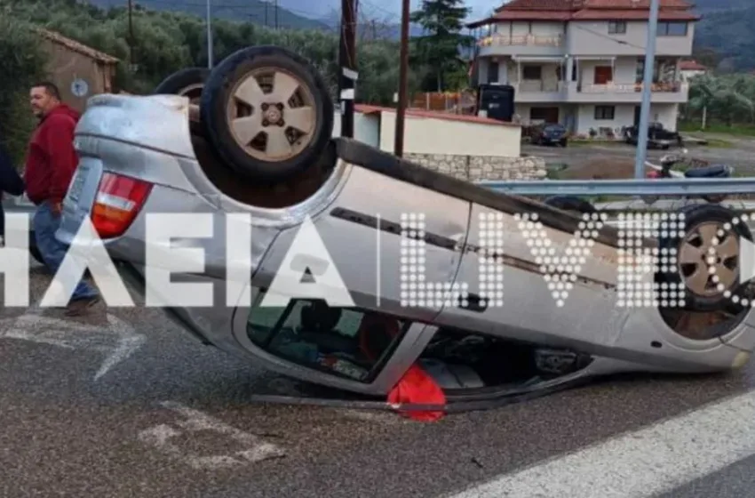  Ηλεία: Η στιγμή που ο ανεμοστρόβιλος ανατρέπει ΙΧ- Βίντεο ντοκουμέντο