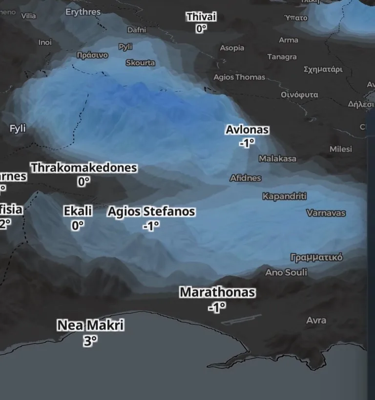 Χάρτες με χιονοπτώσεις έως το βράδυ της Δευτέρας- Πολύ χαμηλές θερμοκρασίες 7 image 14