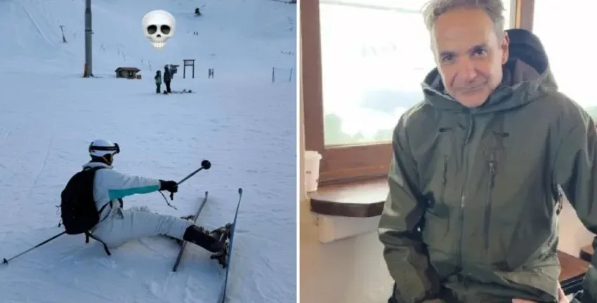  Ο Μητσοτάκης τρολάρει σκιέρ στα Καλάβρυτα- “Γύρνα το σε snowboard”