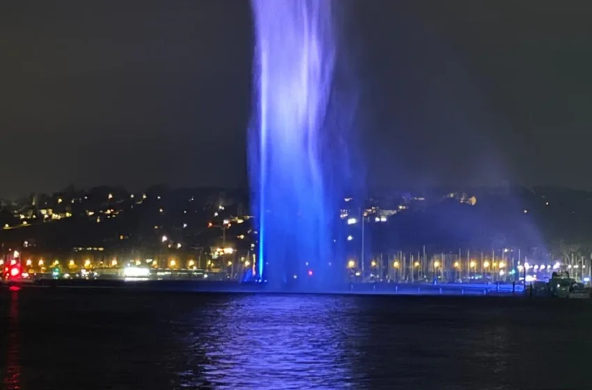  Η Γενεύη τιμά την ελληνική γλώσσα: Στα γαλανόλευκα ο εμβληματικός πίδακας Jet d’Eau