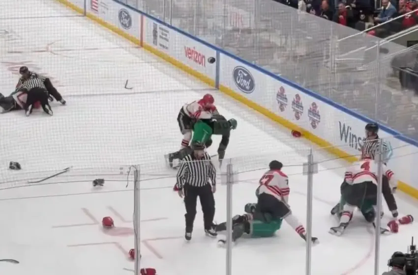  Νέα Υόρκη: Πλακώθηκαν αστυνομικοί και πυροσβέστες σε φιλανθρωπικό αγώνα χόκεϊ επί πάγου (vid)