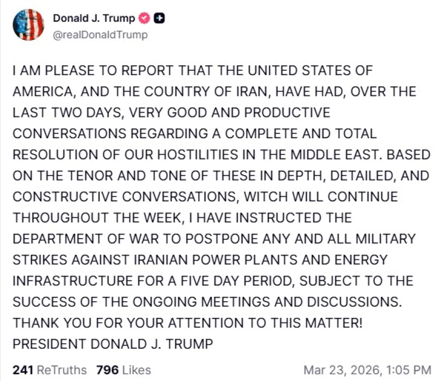 Tραμπ: Σταματούν πέντε ημέρες τα πλήγματα σε ενεργειακές υποδομές-Πέφτει το πετρέλαιο-Διαψεύδει η Τεχεράνη για διαπραγματεύσεις 2 trump2