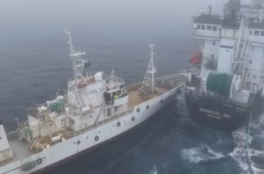  Ακτιβιστές κατά της φαλαινοθηρίας συγκρούστηκαν με βιομηχανικό πλοίο στην Ανταρκτική (vid)