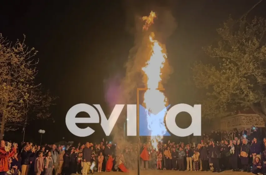  Εύβοια: Έκαψαν και φέτος τον Ιούδα σε κεντρική πλατεία του Αλμυροπόταμου (vid)