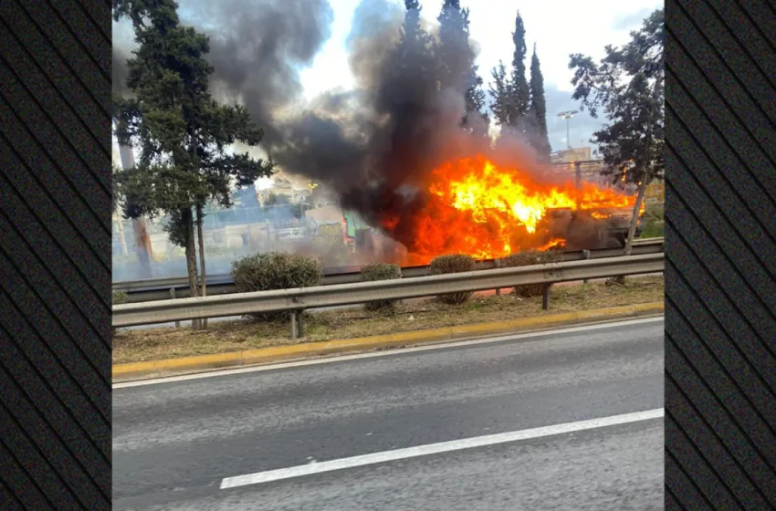  Φορτηγό έπιασε φωτιά στον Κηφισό