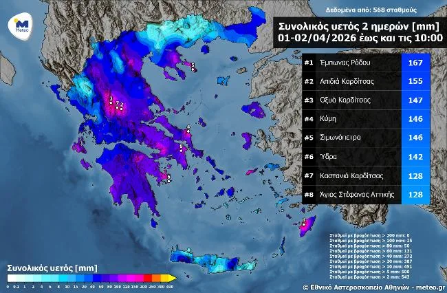 noa rainfall 2days 01 02 april2026 meteogr