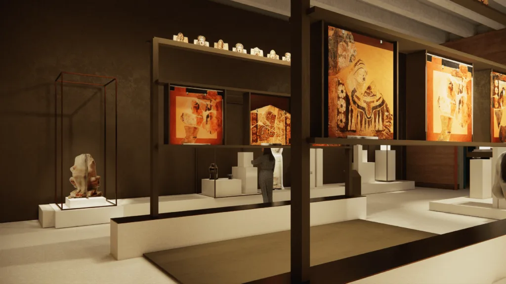 Αλλάζουν "πρόσωπο"... Εικόνες από τον εκσυγχρονισμό του Αρχαιολογικού και Επιγραφικού Μουσείου 11 Φωτορεαλιστική απεικόνιση αίθουσας με εκθέματα από την Ανατολή και τη Δύση ΕΑΜ