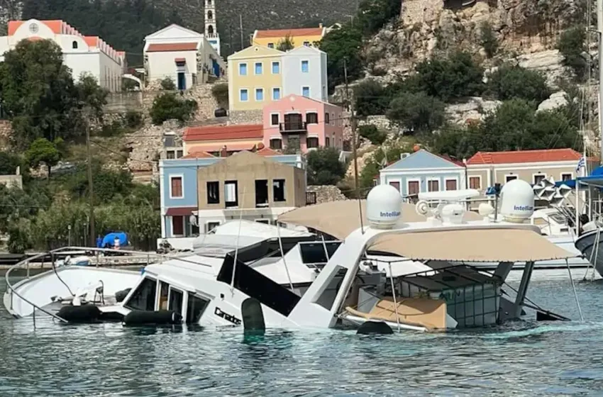  Εικόνες από τη βύθιση της πολυτελούς θαλαμηγού στο Καστελόριζο