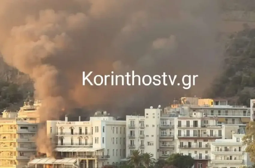  Λουτράκι: Βίντεο από τη φωτιά σε ξενοδοχείο, δίπλα σε σπίτια