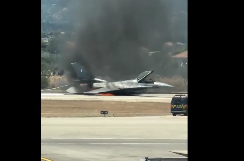  F-16 έκανε αναγκαστική προσγείωση στη Ζάκυνθο- Δείτε βίντεο με την κατάσβεση
