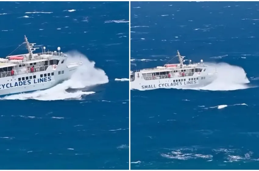  Εντυπωσιακές εικόνες με τον θρυλικό “Σκοπελίτη” να παλεύει με τα ισχυρά μελτέμια (vid)