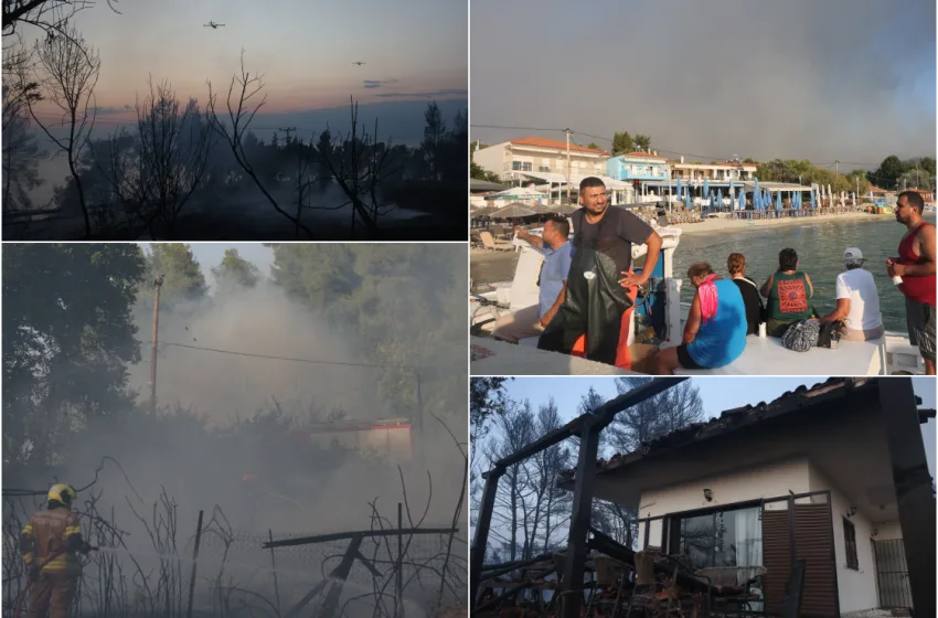  Φωτιά Χαλκιδική: Εικόνες καταστροφής, συγκλονιστικές μαρτυρίες-Χωρίς ενεργό μέτωπο-Δραματική επιχείρηση απομάκρυνσης κατοίκων-επισκεπτών