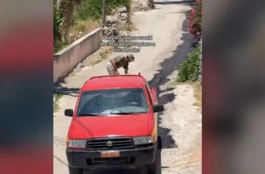  Κύθηρα: Ασφαλτόστρωση δρόμου με αγροτικό – Το βίντεο σοκαρισμένου τουρίστα