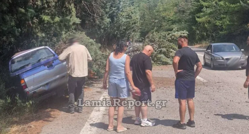  Λαμία: Αγροτικό εξετράπη της πορείας του και έπεσε πάνω σε δέντρα