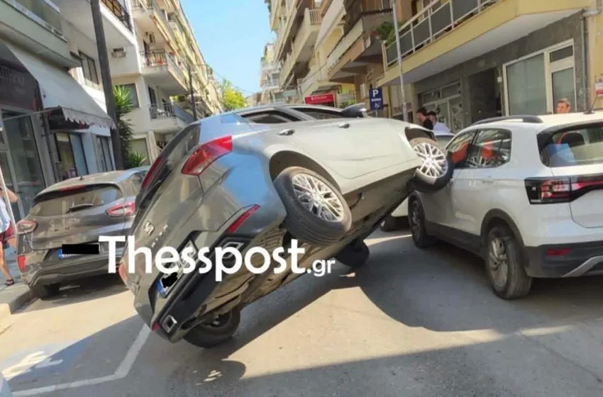  Θεσσαλονίκη: “Ιπτάμενο” αυτοκίνητο προσγειώθηκε πάνω σε παρκαρισμένο