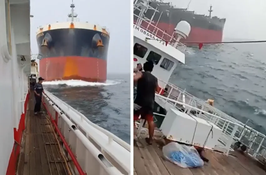  Τρομακτικό βίντεο: Φορτηγό πλοίο χτυπά αλιευτικό